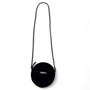 Vera Bradley Black Round Quilted Crossbody Bag with chain detail strap